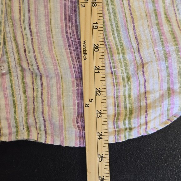 Coldwater Creek Beachy Coastal Grandma Striped Linen Blend Button-Up Shirt - M ( - Picture 11 of 11